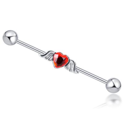 China Nickel Free Industrial Long Barbells Like Heart Cartilage Helix Conch Body Ear Piercing Jewelry for sale