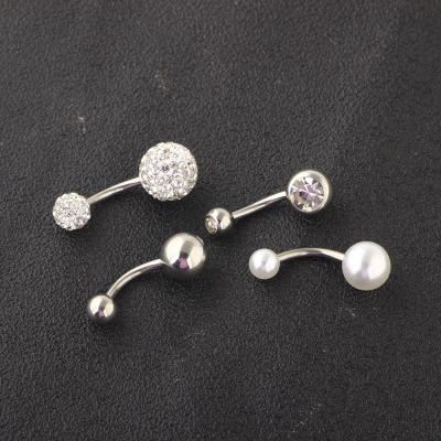 China Corrosion Resistant Double 14G Ball 4pcs Package 316L Steel Navel Ring For Navel Piercing for sale