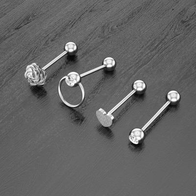 China 316L Stainless Steel Punk Tongue Rings Labret Lip Studs Piercing for sale