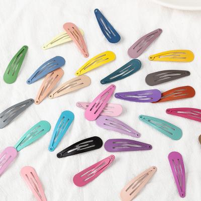 China 30 Color Metal Snap Hair Clips Matte 5cm Hairpins Hair Base Accessories For Girls for sale