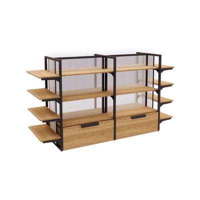 China PLY/MDF/Solid wood/metal/acrylic modern style store display racks wood and metal retail store display racks for sale