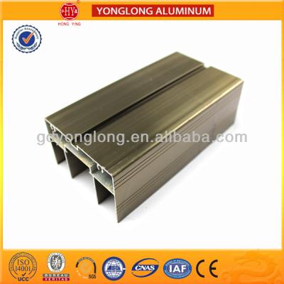 China Champagne color aluminum extrusion construction profile, bedroom wardrobe sliding door frame drawing for sale