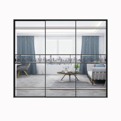 China Modern Concave Handle Internal Aluminum Sliding Doors, Narrow Sliding Glass Door for sale