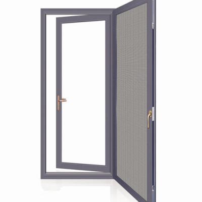 China KHL88A Series Modern Fly Screen Integrated Aluminum Swing Doors Casement Hinge 6mm Double Glass With Lock for sale