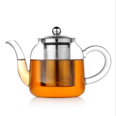 China Sustainable Hand Made Glass Pyrex Infusion Teapot Set / Transparent And Lightweight Glass Teapot With Stainless Infuser for sale