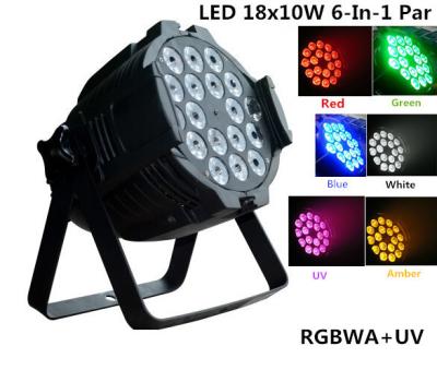 China Indoor Using Led Par Lights , LED 18pcs*18w 6 In 1 RGBWA+UV Par Light for sale