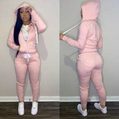 China 2 Piece Women's Breathable Thick Fleece Fall Winter Clothes Jogging Sweatpants Suit Cardigan Hoodie Women Sweatsuit Set Tracksuit Jogger Set for sale