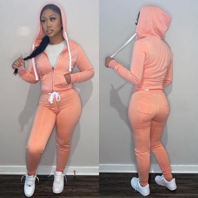 China Breathable Custom Apparel Autumn Winter Set Single Sleeve Zipper Sweatshirt Women Jogger Sweatsuit Sweatpants Long And Hoodie Set for sale