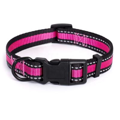 China Sustainable Custom Classic Dog Hiking Accessories Reflective Nylon High Visibility Adjustable Dog Collar for sale