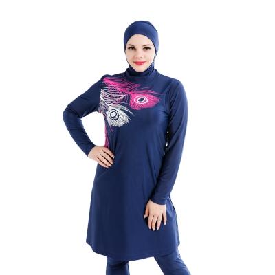 China Wholesale Professional Muslim Manufacturer Dark Blue Anti-UV Polyester Swimwear Islamic Swimwear for sale