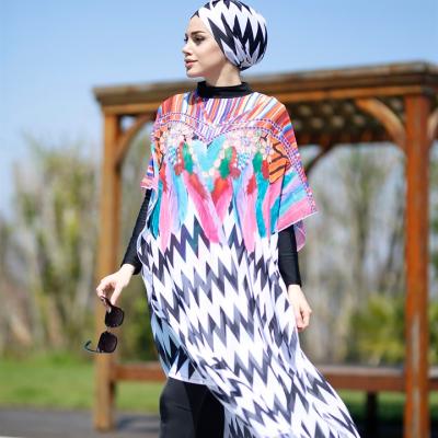 China Arab Muslim Swimwear Long Sleeve Dubai DRIVING FORCE Four-Piece Water Ripple Muslim Swimwear Anti-UV Muslim Swimwear for sale