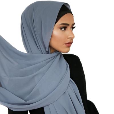 China Wholesale Eco-friendly Thick Shawl Bubble Plain DRIVER Chiffon Chiffon Hijab Muslim Hijab for sale