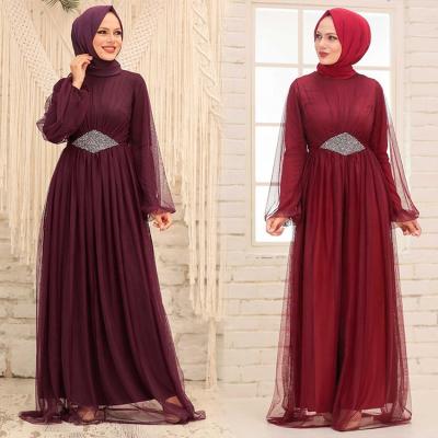 China Loose Size Mesh Evening Dress For Muslim Long Sleeve Slim Sequined Feel Comfortable Fashion Muslim Dress for sale