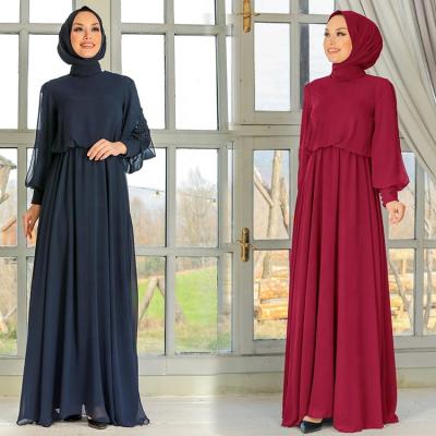 China Polyester DRIVING FORCE top selling long sleeves lace up loose embellishment women sequins wrist muslim elegant dress for sale