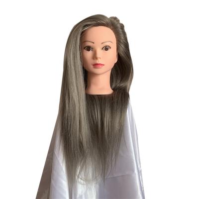 China 50Cm Height Adjustable Washable Wholesale Hairdressing Doll With Real Natural Color Hair Styling Female Mannequin Training Head for sale