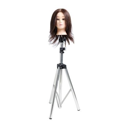 China Professional silver stainless steel wig with head mannequin stand tripod for sale