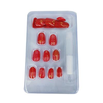 China French Artificial Nail High Quality Red Tip Wholesale Sales Red Bottom Gold Pattern Design for sale