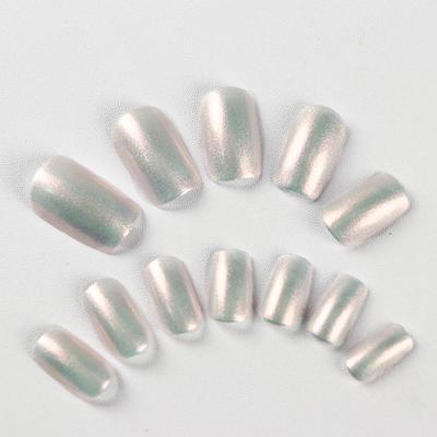 China High Quality French Nail Art Decorations Nail Accessories Silver Full Coverage Artificial Shimmer False Nails for sale