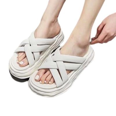 China 2022 New Fashion Style Wedge Lady Slipper Beach Waterproof Flat Sandals Women Shoes for sale