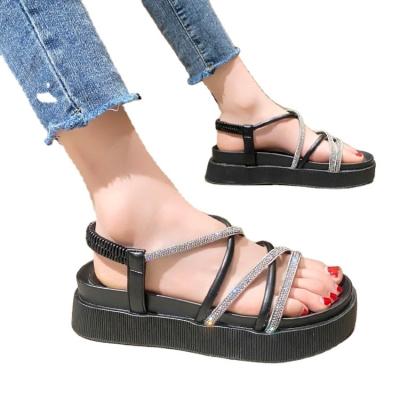 China Around 2022 new summer style fashion women's low heel leather shoes lady beach slipper lady slippers wedge slippers for sale