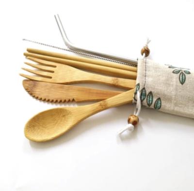 China Nature Travel Portable Reusable Dinnerware Eco - Friendly Sustainable Set Bamboo Cutlery Sets for sale