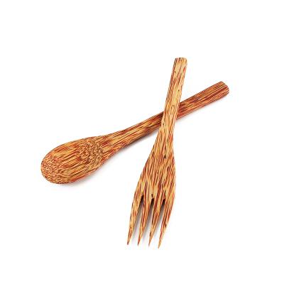 China Best Viable Selling Wooden Coconut Spoon Fork Knife Coconut Cutlery Set for sale