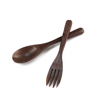 China Wholesale High Quality Viable Best Selling Natural Bamboo Coconut Spoon Utensils Handcrafted Wooden Fork for sale