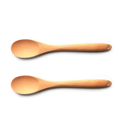 China Long Sustainable Beech Natural Bamboo Kitchen Cooking Utensils Cookware Machine Wood Soup Spoons for sale