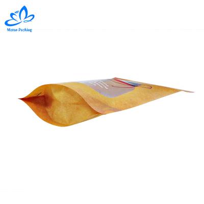 China Recyclable Custom Zipper Plastic Food Kraft Paper Packaging Bag In Stock Rack Up Pouch Recyclable For Food for sale