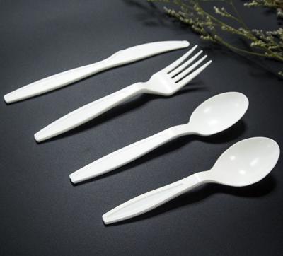 China 100% Biodegradable PSM Disposable Restaurant Cutlery Cornstarch Knife Fork Spoon for sale