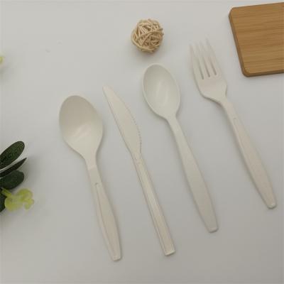 China Eco-Friendly 4pcs Cutlery Set Custom Forks Spoon High Quality Disposable Degradable Cutlery Set Bio Knives Combo Travel for sale