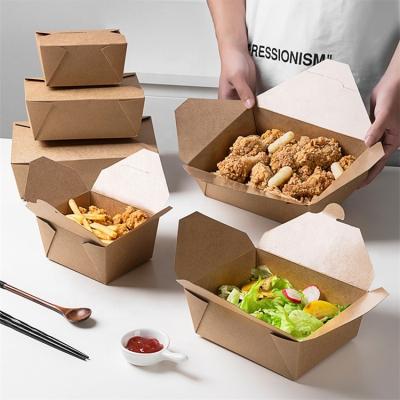 China Disposable plastic microwavable fast food takeaway food containers minimalist paper packaging containers for sale