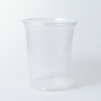 China Custom PP Plastic Container Thermoforming Grocery Container Round Logo Food Grade Storage Clear 32 Ounce for sale