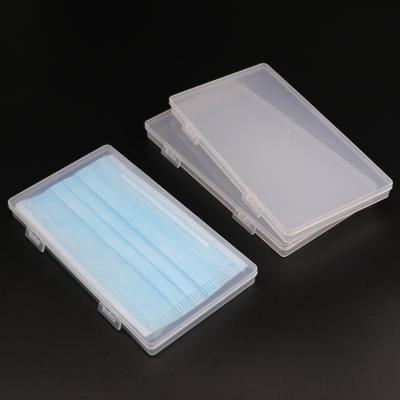 China Recycled Materials OEM Print Logo Carrying Packaging Clear Face Mask Storage Box PP Surgical Plastics Phone Portable Mask Case for sale