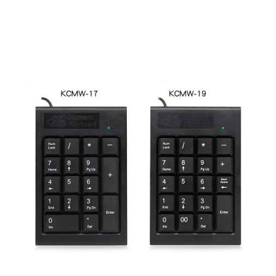 China Plug and play 17/18/19 keys mini portable keyboard black color usb cable numeric keypad for desktop laptop for sale