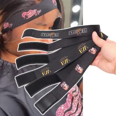 China Sporty Custom Logo Printed Lace Adjustable Straps Elastic Band Edge Killer For Wig for sale