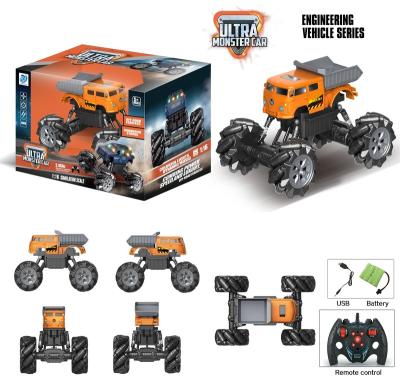 China Hot Selling 1/16 RC Hobby Child Toys Car 2.4G 9CH Scale Multifunctional Monster Truck With Light And Sound for sale