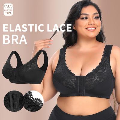 China 2022 Breathable Big Cover Underwear No Bra European and American Thin Section Lace Ring Large Cup Steel Front Bra Rush for sale