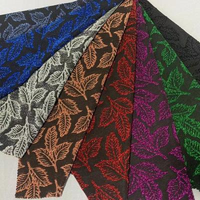 China Metallic knitted lurex textile fabric  for hot popular  sale polyester knit lurex jacquard fabric with spandex fashion textile fabric for sale