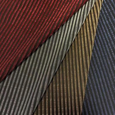 China Metallic poly  lurex  jacquard dyed fabric for hot popular  sale polyester knit lurex jacquard fabric with spandex fashion textile for sale