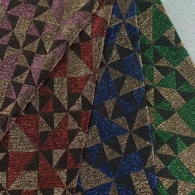 China Stretch fashion knit fabric   hot sale poly/nylon knit metallic jacquard fabric with spandex fashion textile fabric more colors for sale