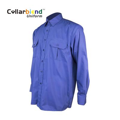 China Custom New Design Workwear Cotton Blue Casual Professional Uniforms Long Sleeve Work Shirts for sale