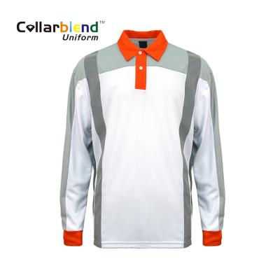 China Latest Design Hi Force Custom QUICK DRY Reflective White Polo Shirt Full Sleeve Shirt for sale