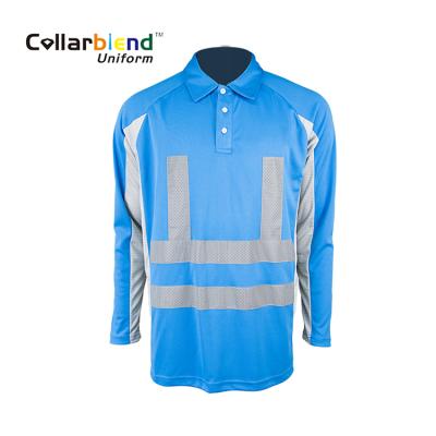 China OEM Long Sleeve Safety Warm QUICK DRY Custom Strength Tees Hi Sale Reflective Polo Shirt With Fluorescent Stripe for sale