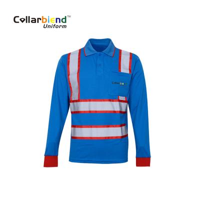 China High Quality Construction Safety Fluorescent Reflex Blue Long Sleeve Reflective Polo Shirt for sale