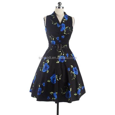 China Antistatic Womens Cotton Short Dress Designs Rockabilly Swing Prom Vintage 50s Dress for sale