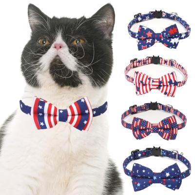 China HCArtware Amazon Release Fashion Pet Jewelry Independence Day Bow Tie Fast Hot Selling Cat Dog Traction Bow Tie Adjustable Collar for sale