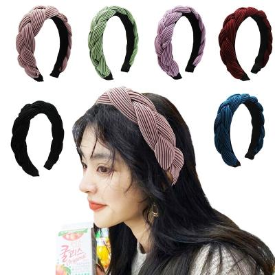 China Fabric HCArtware Fashion All Match Elastic Braid Headband Fabric Sponge Filled Women's Hair Band Korean Women's Headbands for sale