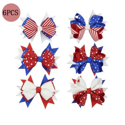 China HCArtware 6 Pack Independence Day Hair Cuts Ribbon Bow Hair Accessories for Girls 4th of July Hair Bow for Girls 258 for sale