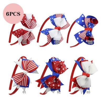 China HCArtware 6 PCS American Independence Day Hair Band 4 Ribbon July Children's Bow Headband Girls Hair Bands for sale